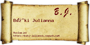 Büki Julianna névjegykártya